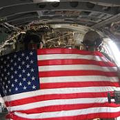 The Purple Foxes flying the second memorial flag for my father. SgtMaj Rick Caisse on the left with the crew's corpsman. Memorial Day, 2008.