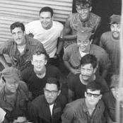 The Corpsmen of MAG-16. Front Row: Mike Pepper, ?? Martinez 2nd Row: Unknown Marine Ambulance Driver, ?? Villanueva, Unknown Marine Ambulance Driver, Matt Helms. 3rd Row: Moe Hanson, Murray Peters, Unknown Marine Ambulance Driver 4th Row: Dave Quigley, Unknown Marine Ambulance Driver Back Row: Bobby Beckman (KIA), Bill Sperb (KIA), Ron Franz. January, 1969. Photo courtesy of Mike Pepper.