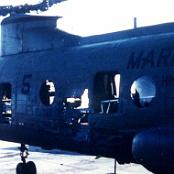A Purple Fox CH-46 after it took a hit from a B-46 rocket - Summer, 1969. Photo courtesy of Rich Kiselewsky.