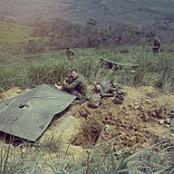Northern "I" Corps Raymond Felle HM3 in the field with Marine Combat company (Kilo Company 3rd Battalion 9th Marine Regiment 3rd Marine Division) providing security for the construction of Landing Zone Vandergrift which would be used on April 1, 1968 to launch Operation Pegasus to break the Siege of Khe Sanh - March, 1968. Photo courtesy of Ray Felle.